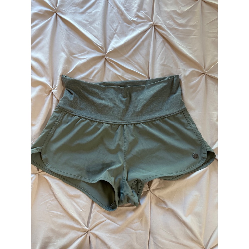 Prana Women Sage Green Athletic Running Shorts Size S Zipper Pocket gorpcore